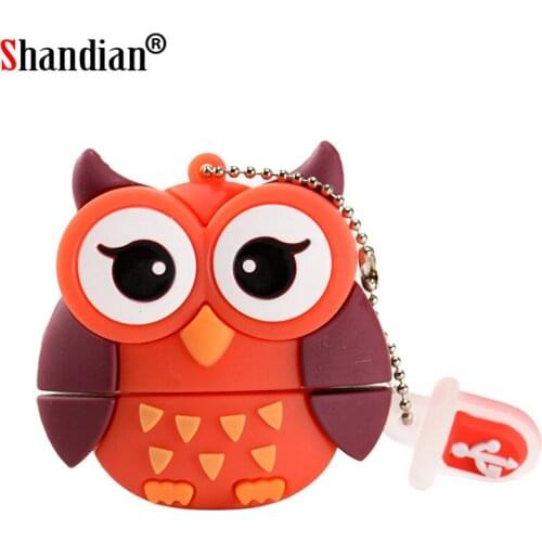 SHANDIAN Cute penguin owl fox pen drive cartoon usb flash drive pendrive 4GB/8GB/16GB/32GB/64GB U disk animal memory stick gift