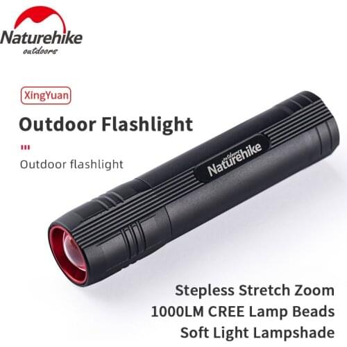 Naturehike Torch Flashlight 2600mAh Battery Type-C Charger 300m Distance Camping Torch IPX4 Waterproof Zoomable Flashlight 130g