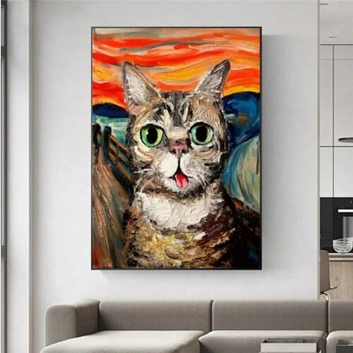 The Scream Famous Paintings Fat Cat Art Canvas Paintings Posters and Prints Wall Art Pictures for Living Room Decor