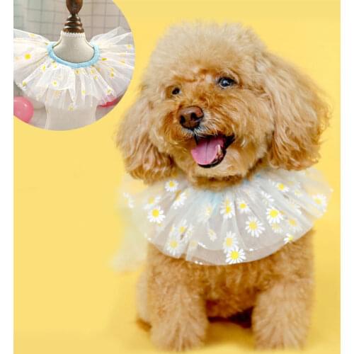 Lace Flower Safety Dogs Bibs Collar Adjustment Pet Bow Tie Bandana Puppy Cat Neck Scarf Pet Supplies Dog Products Accessories