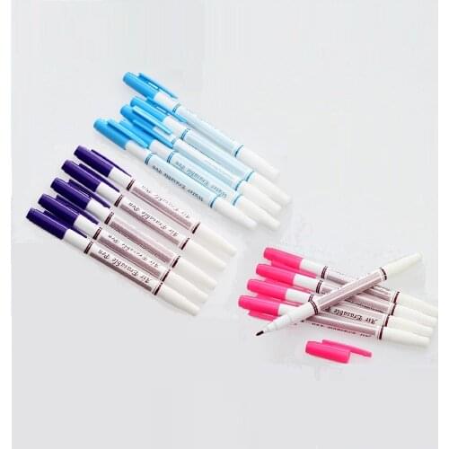 5Pcs Double Head Erasable Marking Pen Water Soluble Washable Marker Tool for Cross-Stitch Sewing Quilting Embroidery Dressmaking