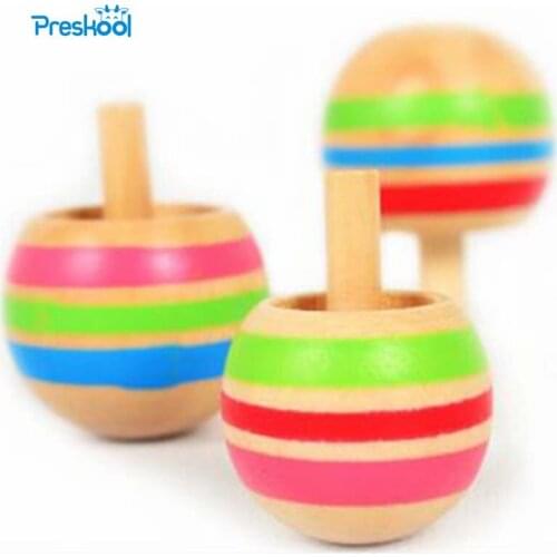 Montessori Kids Toy Wooden Toy Mini Spinning Top Sets Inverted And Normal Rotated Preschool Training Brinquedos Juguetes