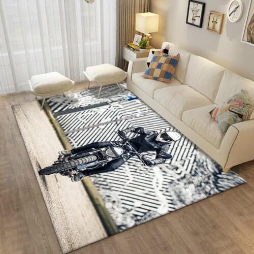 Motorcycle Floor Mats Home Carpet For Childrens Room Boy Bedroom Decoration 3D Printed Bike Living Room Rug Hall Entrance Mat