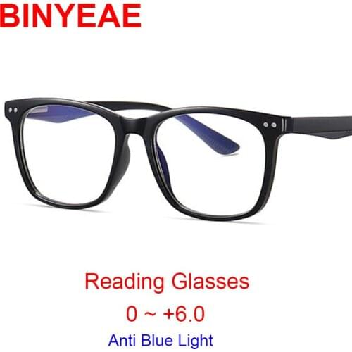 Men Optical Magnifier Glasses Fashion Square Blue Light Blocking Computer Eye Glasses For Women Prescription Reading Eyewear UV