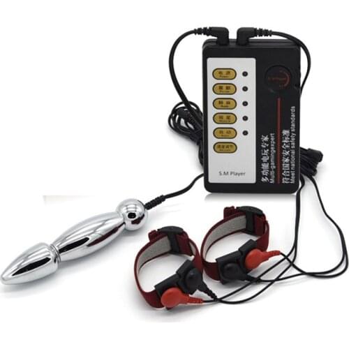 Orgasm Stainless Steel Electro Shock Kit Anal Plug Electric Shock Sex Toys Exotic Accessories For Male Female