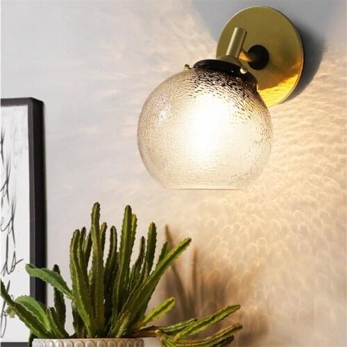 Art Water-grained Simple Glass Wall Lamp Industrial Style Glass Bedside Livingroom Restaurant Bar Cafe Sconce E27 Luminaire