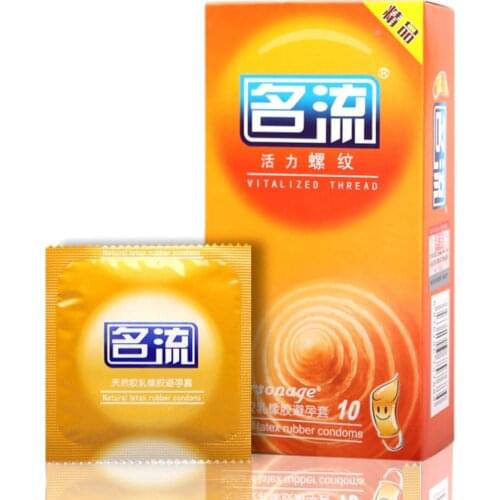 10 Pcs/lot Ultra Thin Condoms Vitalized Thread Strong Stimulation Penis Sleeve Safe Sex Tool Lemon Flavor for Oral Sex