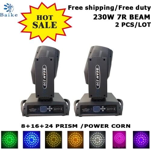 No duty 2PCS 7R 230W Moving Head Beam Professional DJ DMX Stage Lighting Power IN/OUT Key Model Sharpy Lyre Disco