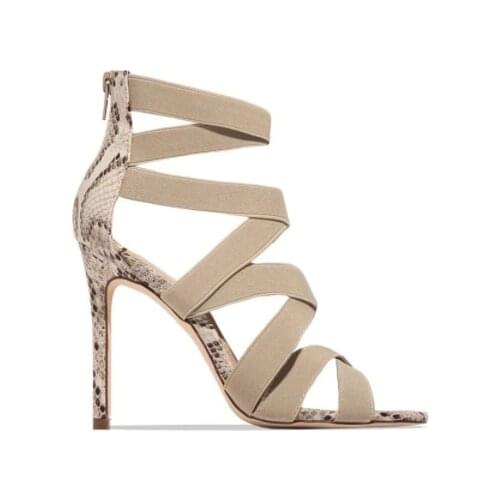 Summer womens high-heeled shoes snakelike pointed high-heeled shoes matching color high-heeled shoes