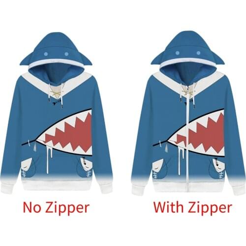 In Stock) Anime Hololive English VTuber Gawr Gura Cosplay Hoodie Men Women Casual Streetwear Pullover Zip Up Jacket Boy Coat