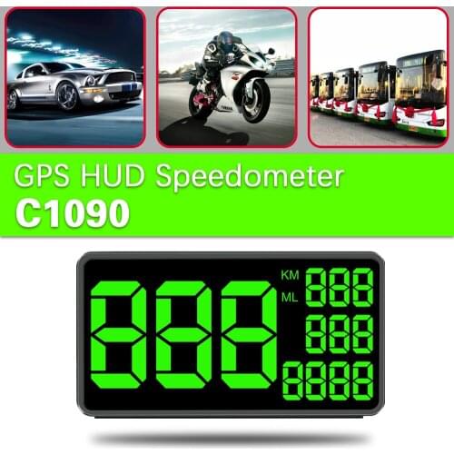 High Quality Car GPS HUD Speedometer C1090 Compatible with All Cars & Trucks Use GPS Signal Guided Calculation Over-speed Alarm