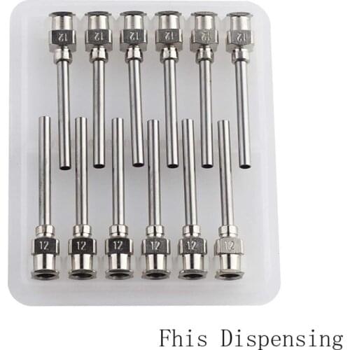 12G Dispensing Needle 1" All Metal Stainless Steel Blunt Tip Luer Lock Pack of 12