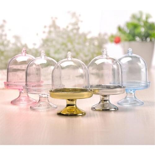 12Pcs DIY Mini Cake Display Stand Cupcake Holder + Dome Cover Wedding Party Props