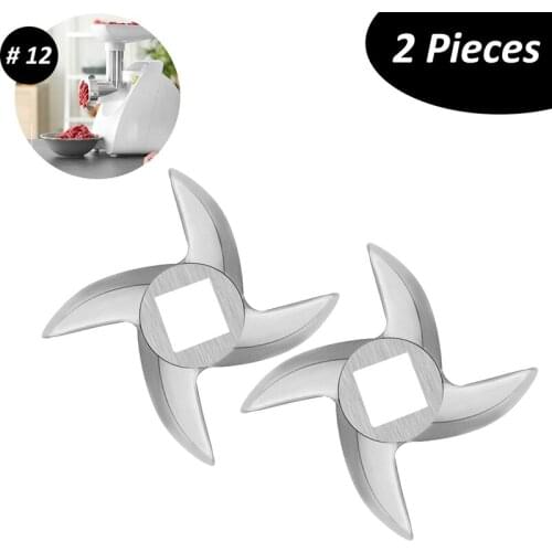 2 Pcs Size 12 Meat Grinder Blade Parts Stainless Steel Knife Cutter Replacement for Grinders Attachment Electric or Manual