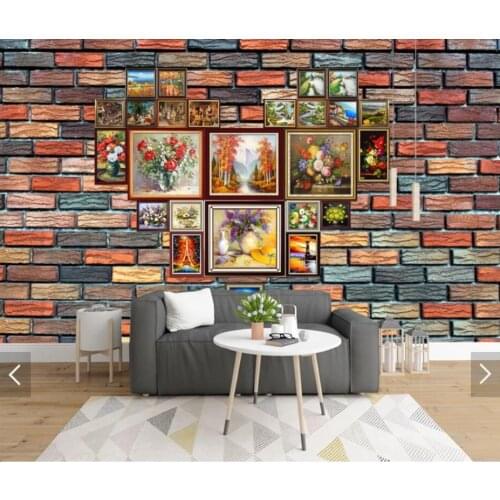 3D Tile Brick Photo Wallpaper Mural for Living Room TV Wall Decor Hand Painted Oil Painting Contact Paper Murals Wall Papers