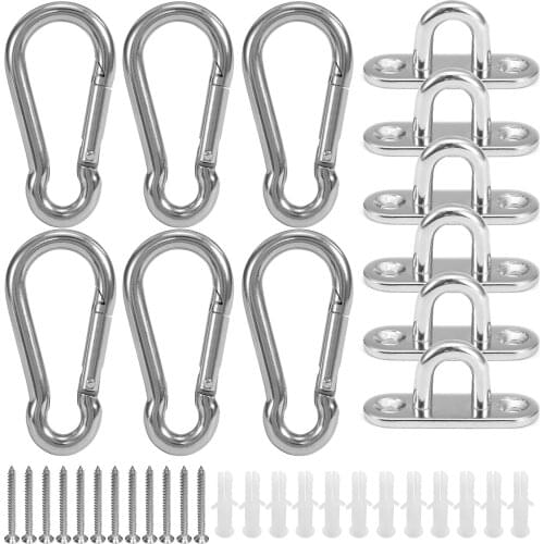 5mm Eye Plates Carabiners Screws Set Multifunctional Wall Mount Hanging Hook for Wall Mounting Hammock Training accessoire sport