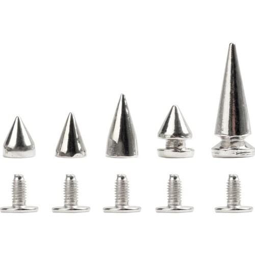 50Sets Metal Silver Cone Screw Rivets Studs DIY Crafts Leather Shoes Bag Garment Punk Rivets Spikes Cool Decorative Nail Buckles