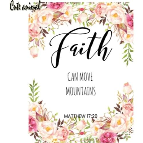 5D Diamond Painting Bible Poetry Christian Flower Wall Art Rhinestones DIY Embroidery Mosaic Kit Full Square Drill Decoration