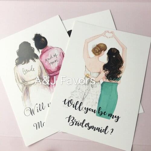 7pcs lot Paper Matron Maid of Honor invite cards Wedding Bridal party ideas Invitations Will you be my bridesmaid