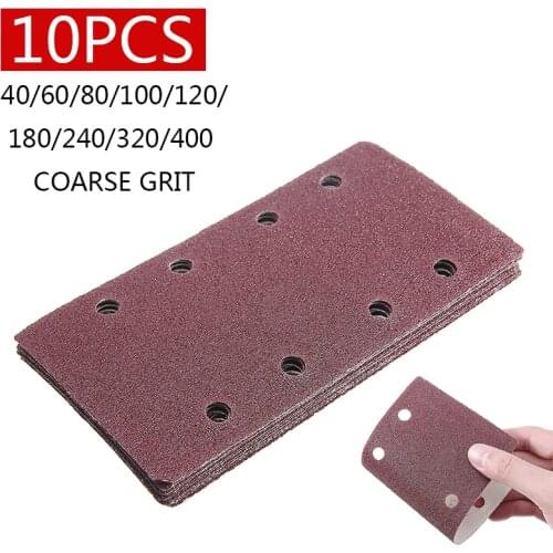 10Pcs Sanding Pad Sanding Paper Hook and Loop Sanding Paper Punched Sheets Abrasive Sandpaper 8 Holes 40-400 Grit For 1/3 Sander