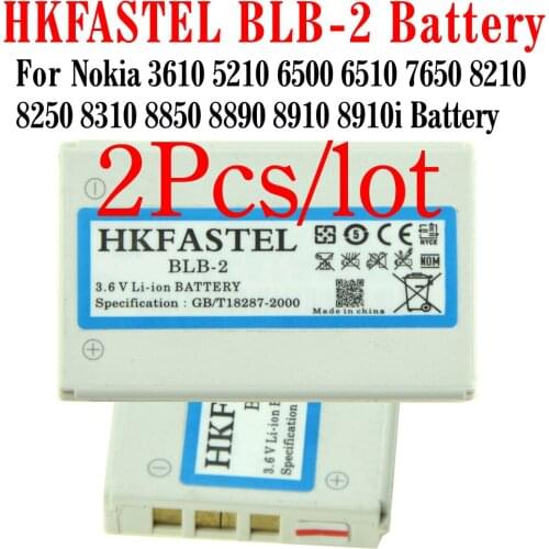 2pcs/lot BLB-2 BLB2 BLB 2 Mobile Phone Battery For Nokia 3610 5210 6500 6510 7650 8210 8250 8310 8850 8890 8910 8910i