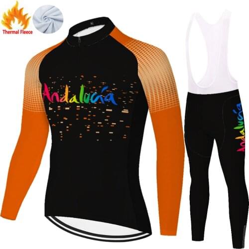 Andalucia Winter Thermal Fleece Cyclisme Homme Maillot Hombre Equipacion Camisa Ciclismo Masculina Completo Ciclismo Estivo