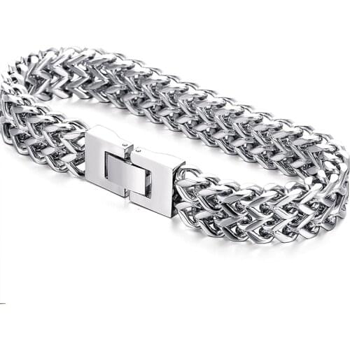 Bracelet men link chain on hand 2019 stainless steel gifts male accessories charm chain link mens bracelets bangles rock style