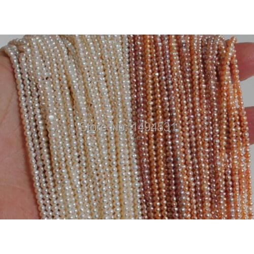 Wholesale 2-3mm Bead Length 35cm Strand Bead Natural Real Pearl Beads Loose Pearl Jewelry White Pink Purple Beads Free Shipping