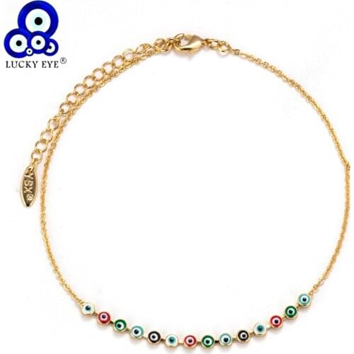 Lucky Eye Colorful Evil Eye Beads Anklets Barefoot Crochet Sandals Foot Jewelry Anklets Bracelets For Women Leg Chain EY6101