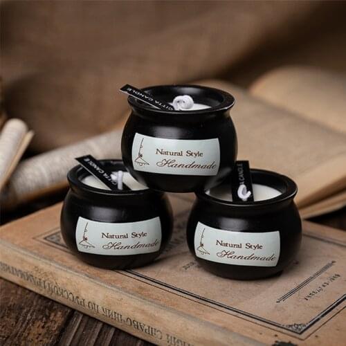 Nordic style Black Ceramic Pots Aromatherapy Candles Hand Made Frest Scent Soy Wax Natural Style Scented Candles Home Decoration