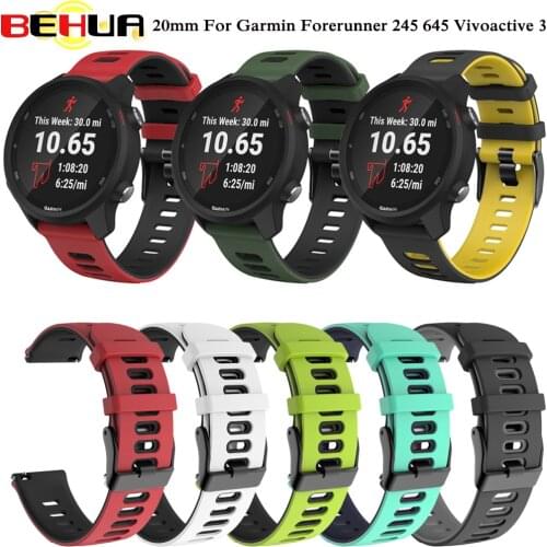 Color Silicone Watchband for Garmin Forerunner 245 645 Vivoactive 3 Vivomove HR Smart Watch Strap for Garmin Venu Sport Bands