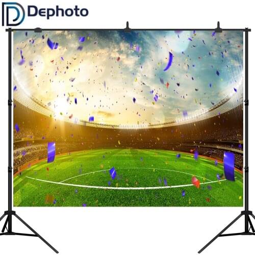 Dephoto Stadium Background for Photography Soccer Field Photo Backdrop Booth Studio World Football Match