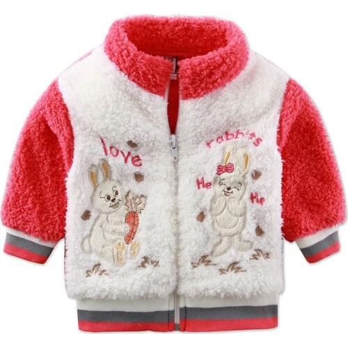 2019 New Style Winter Baby Long Sleeve Coral Fleece Kids Hooded Zipper Blouse Coats Newborn Coat Boys 3 to 9 months Clothes