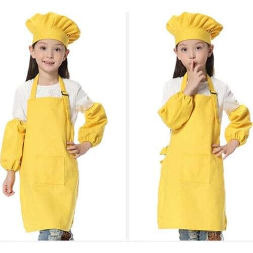 Children canvas apron cotton canvas apron painting apron children chef set chef hat printed LOGO