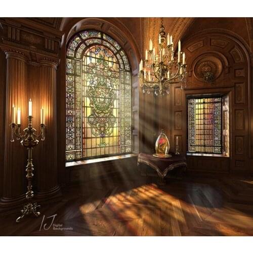 Ballroom Beauty Beast Cinderella Fairy Tale window menorah chandelier background Computer print wall backdrop