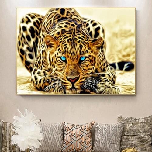 Golden Cheetah Canvas Painting Modern Animals Posters and Print Surrealism Wall Art Picture Cuadros Home Decoration Room Decor