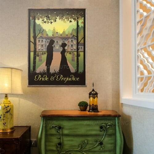 Pride and Prejudice Book & Movie Poster Prints Jane Austen Gifts Vintage Wall Art Canvas Painting Picture Home Room Wall Decor