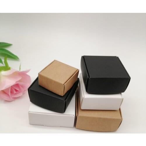 50pcs Black/White/Kraft Paper Box for Packaging Earring Jewlery Box Gift Cardboard Boxes Diy Jewelry Display Storage Packing Box