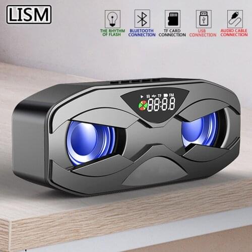 M5 Cool Robot Design Bluetooth Speaker LED Rhythm Flash Wireless Loudspeaker FM Radio Alarm Clock TF Card Support Subwoofer