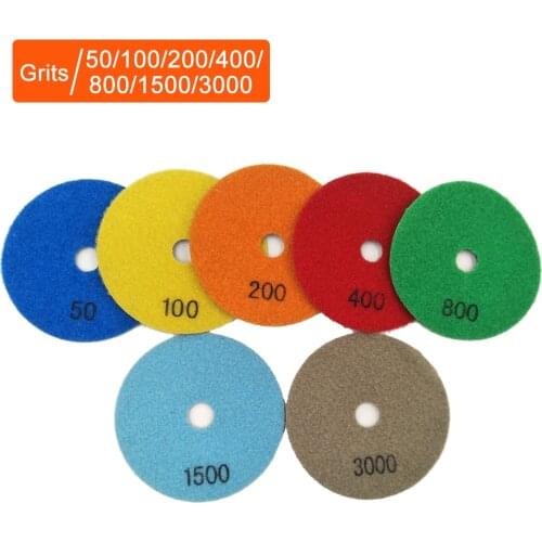 7PCS 4 Inch Set Wet Dry Diamond Polishing Pads For Granite Concrete Marble Polishing Pads Polishing Machine Accessories