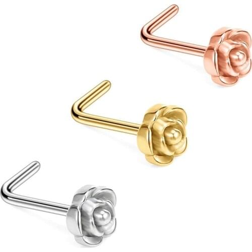 4Pcs Titanium Steel Rose Nose Nail Piercing Kit Septum Piercing Piercing Needle Titanium Septum Nose Rings