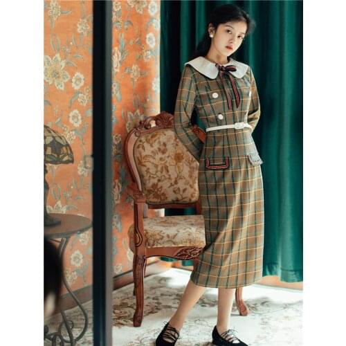 2020 new fashion womens clothing Peter pan Collar Vintage dresses women dress