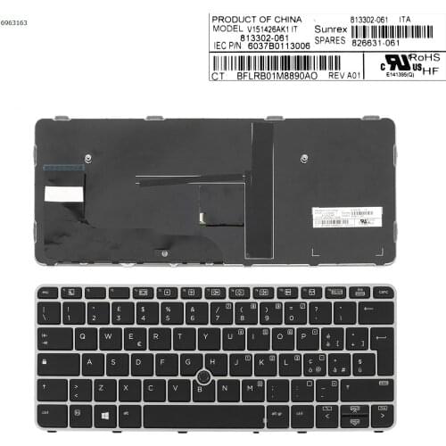 New Laptop Italian Layout HP EliteBook 820 G3 725 G3 828 G3 SILVER FRAME BLACK With Point Big Enter