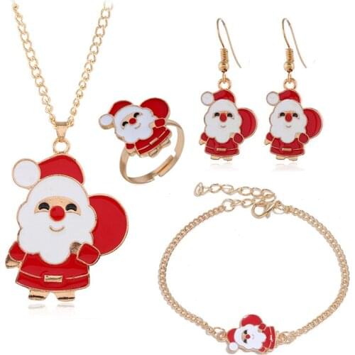 Lovely Santa Claus Pendant Necklace Christmas Day Series set Jewelry Accessories Father Christmas New Years Christmas Gifts
