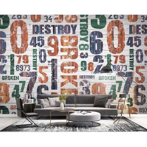 Papel de parede wood grain English letter 3d wallpaper,living room TV sofa wall bedroom kitchen wall papers home decor bar cafe