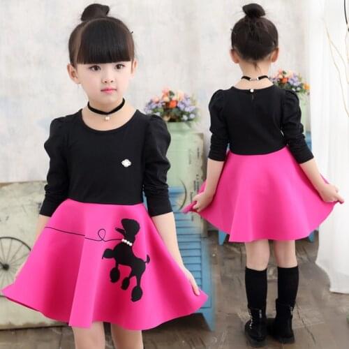 Girls Dress Spring Autumn Cartoon Printed Dress Girls Long Sleeve Dresses For Girls Teenage Kids Girls Clothes 4 6 8 10 12 Years