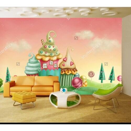 Custom papel de parede infantil.house from the fantasy of the cake, 3D fantasy wallpaper for childrens room living room wall