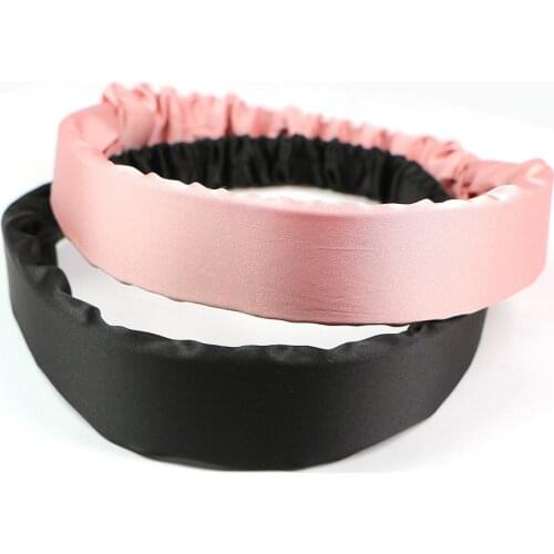Simple Plain Satin Sponge Filled Headband Vintage Elastic Headwrap Solid Hairband Women Fashion Hair Accessories Pink Black