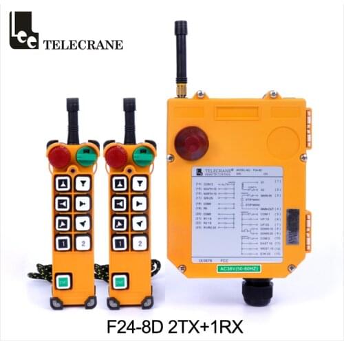 Telecrane Multiple Operation F24-8d Two Steps Buttons 2 Transmitter 1 Receiver 4 Axis Industrial Cordless Radio Remote Controlle