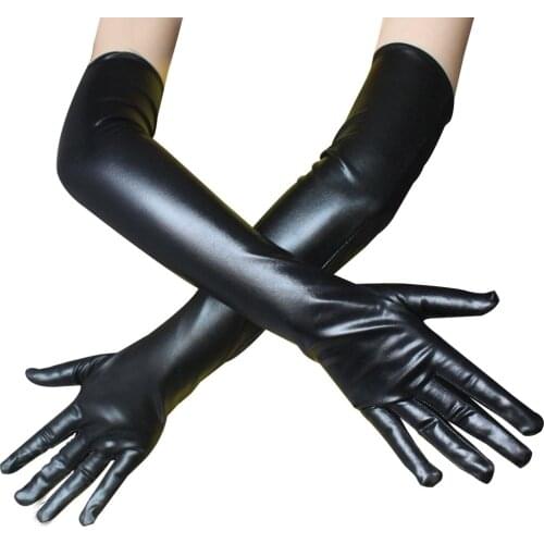 Adult Sexy Long Gloves Black Ladies Hip-pop Pole Dancing Fetish Leather Gloves Clubwear Sexy Cosplay Costumes Exotic Accessory